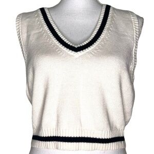 Aritzia Sunday Best Quinn Cropped Cotton Cashmere Sweater Vest, B/W, M, NEW